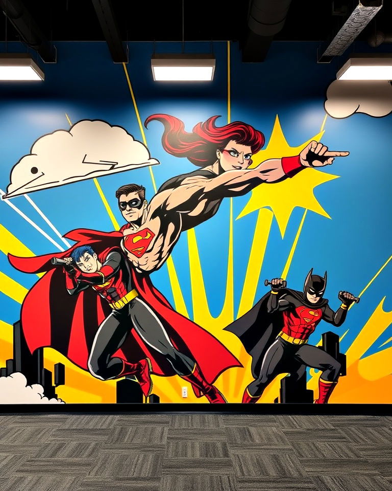superhero power concepts mural for gym - 15 Gym Murals
