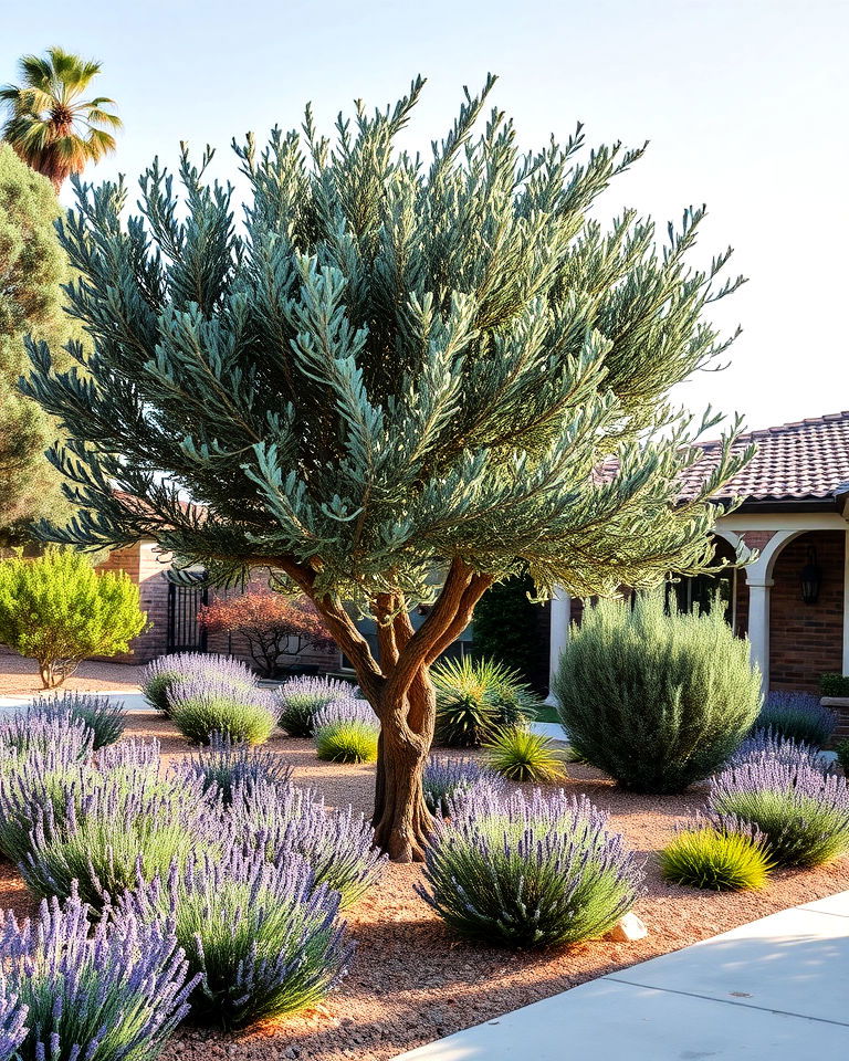 surround with mediterranean aromatics - 15 Front Yard Olive Tree Landscape Ideas