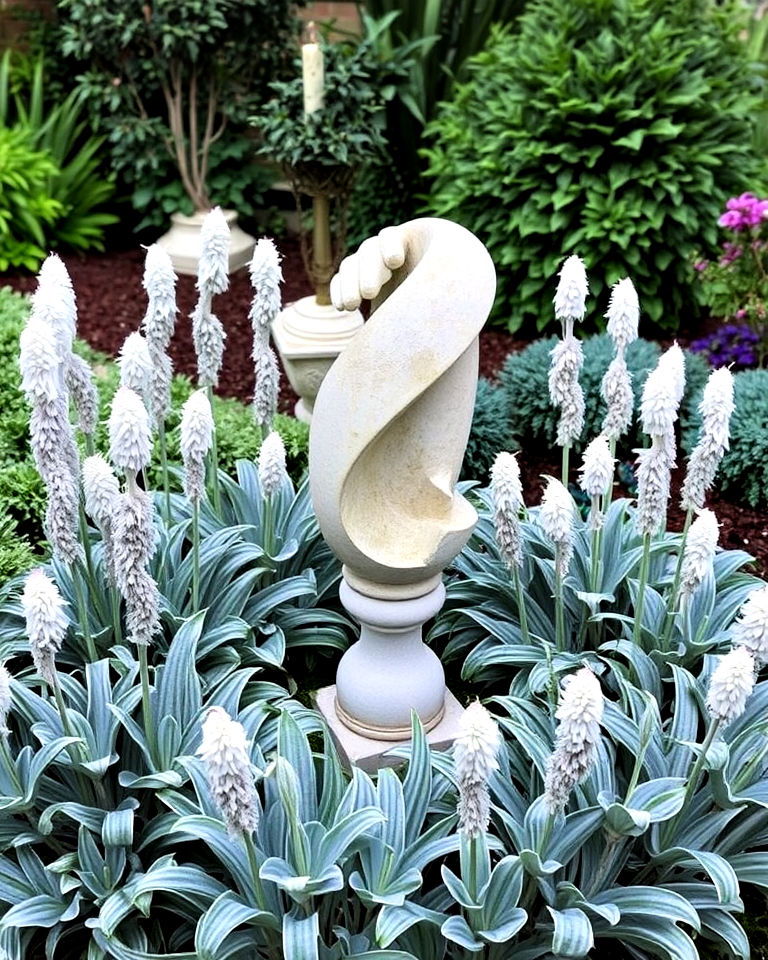 surrounding garden sculptures with lambs - 15 Lambs Ear Border Ideas