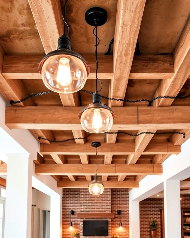 suspended light fixtures ceiling suspended light fixtures ceiling - 20 Exposed Basement Ceiling Ideas