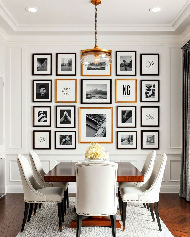 symmetrical frame arrangement dining room - 15 Dining Room Gallery Wall Ideas