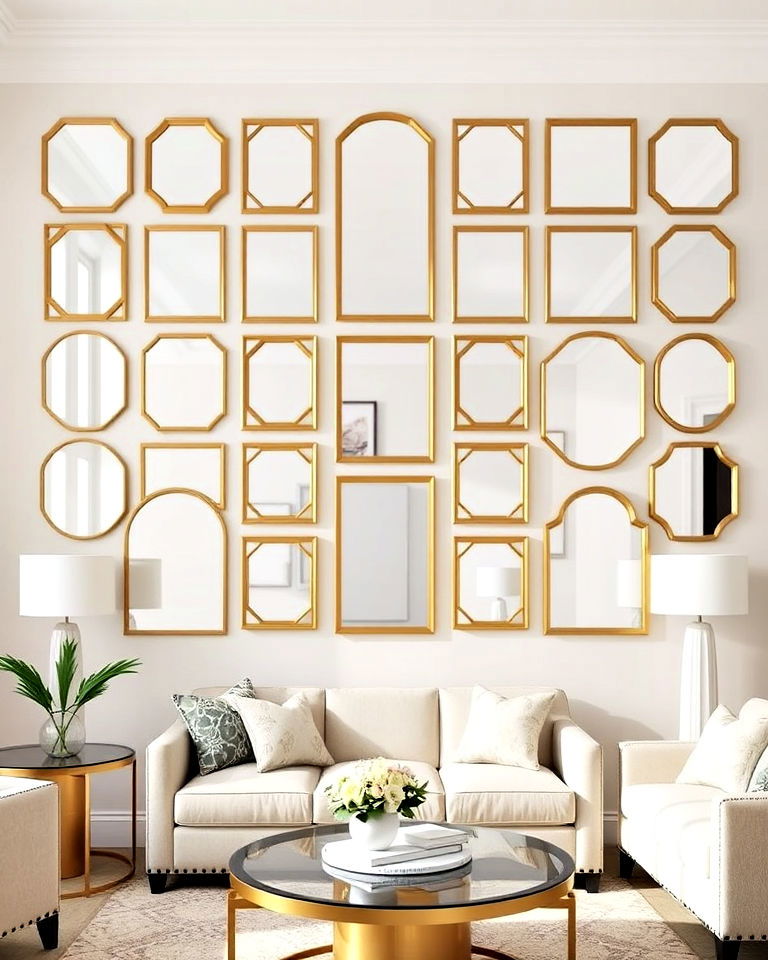 symmetrical mirror gallery wall - 25 Mirror Gallery Wall Ideas