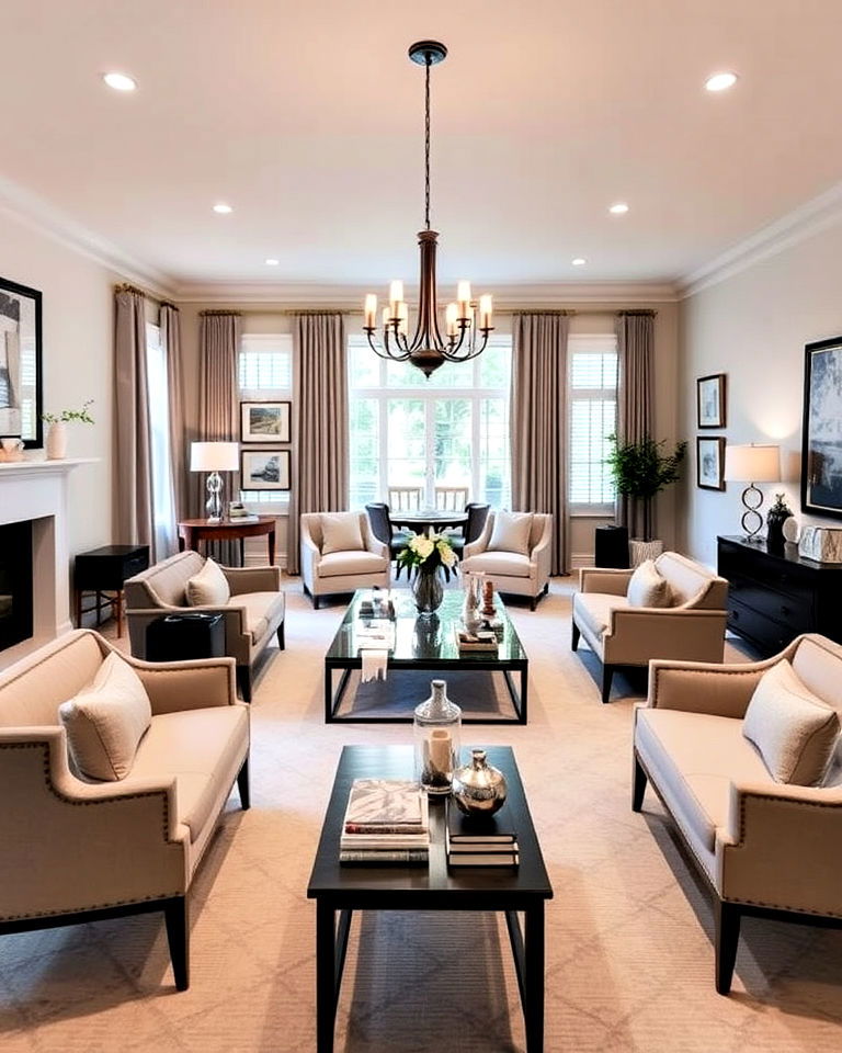 symmetry living room and dining room combo layout - 30 Living Room Dining Room Combos