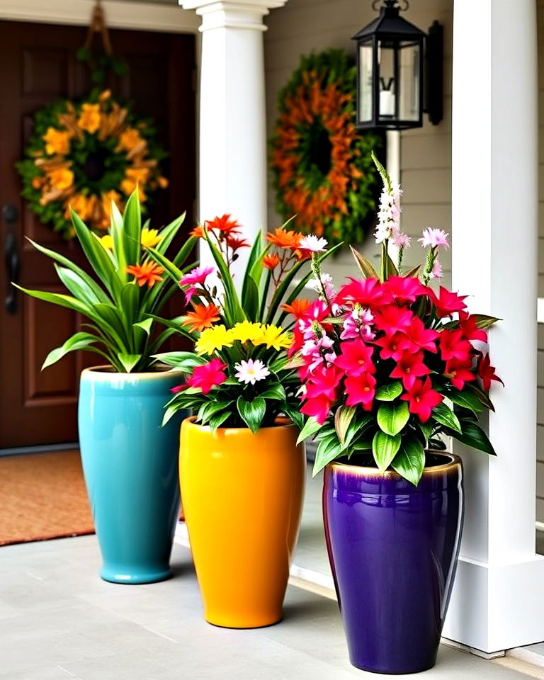 tall ceramic planters for any front porch - 20 Tall Planters for Front Porch