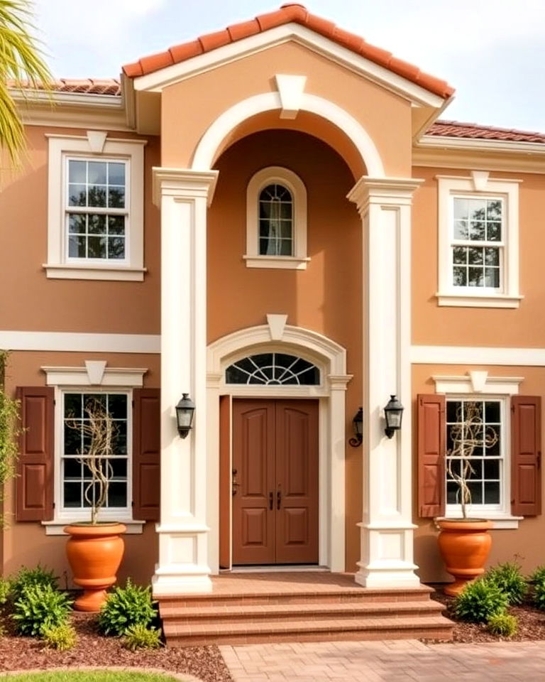 tan exterior with cream details - 30 Tan House Color Schemes