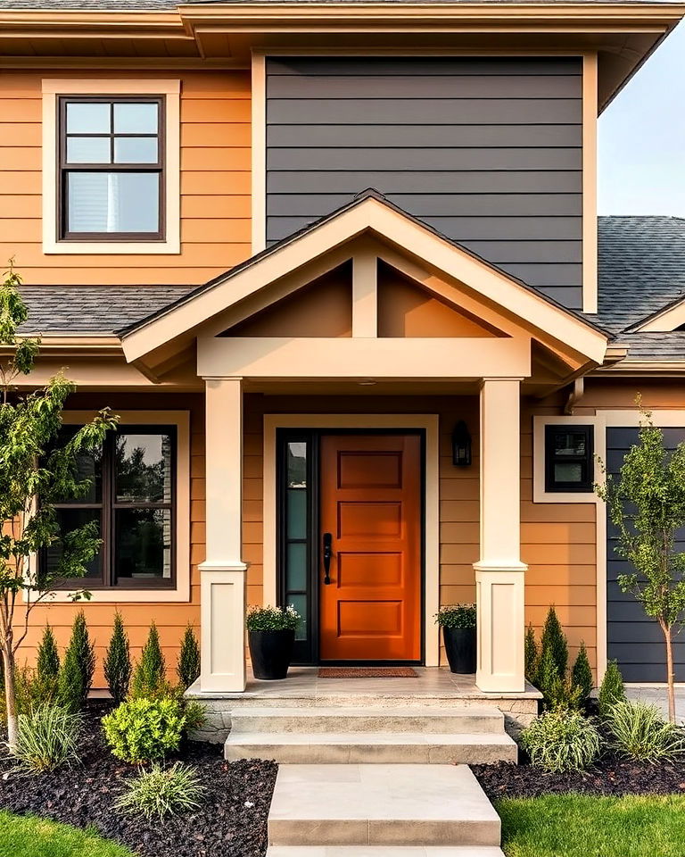 tan house with charcoal gray accents - 30 Tan House Color Schemes