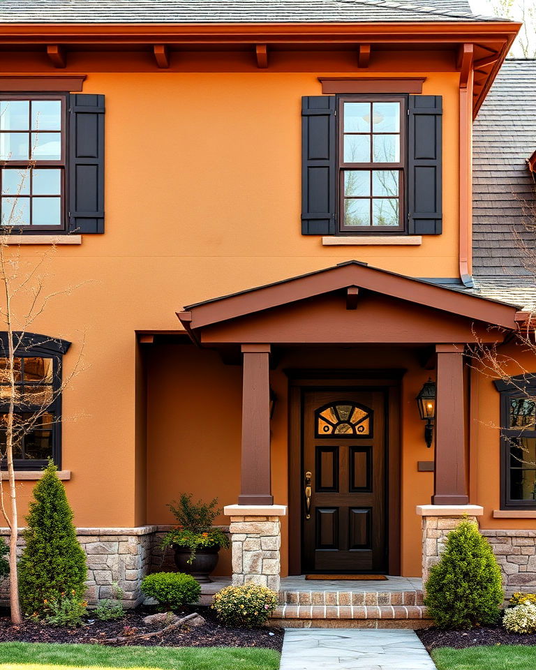 tan house with dark brown accents - 30 Tan House Color Schemes
