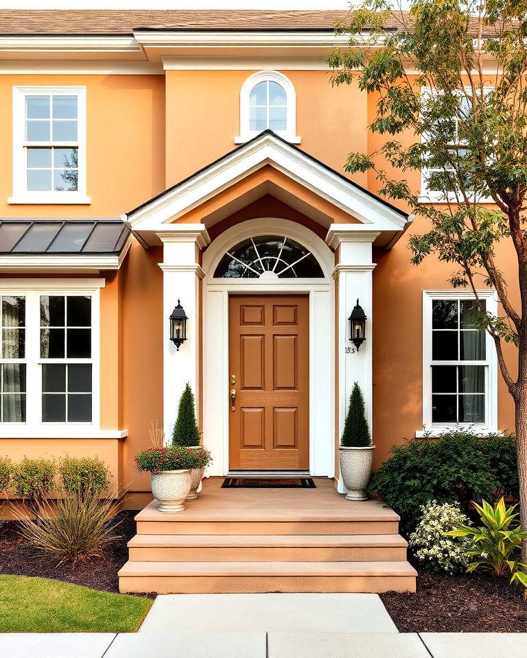 tan house with gold highlights - 30 Tan House Color Schemes