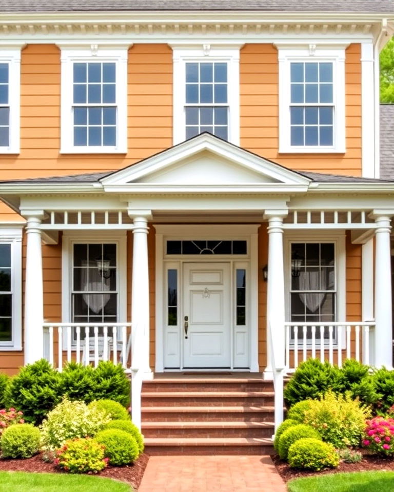 tan house with white trim - 30 Tan House Color Schemes