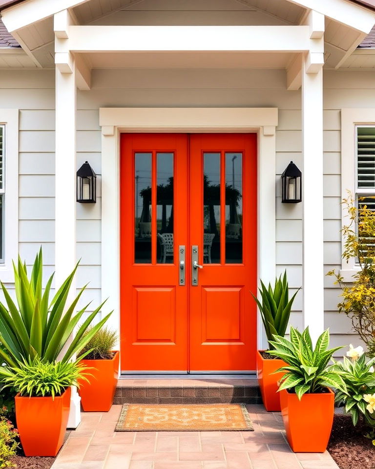tangerine orange front door color - 25 Mid Century Front Door Colors