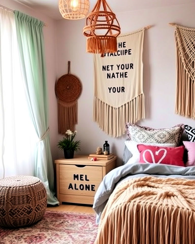 tassel and fringe accents for boho teen bedroom - 25 Boho Teen Bedroom Ideas