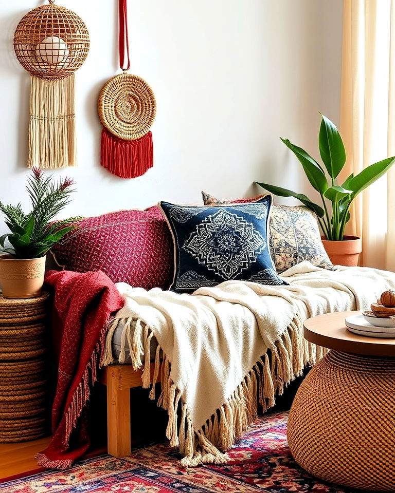 tassel and fringe detailed throws for a bohemian interior - 25 Bohemian Eclectic Interior Design Ideas