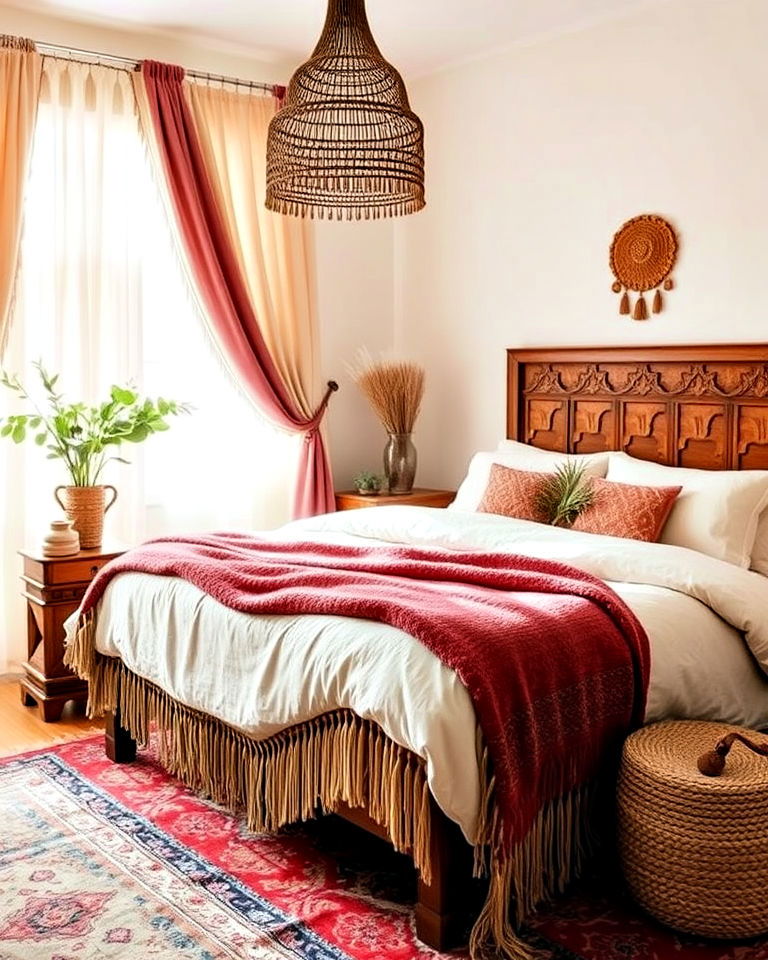 tassels and fringe accents for bohemian moroccan bedroom - 15 Bohemian Moroccan Bedroom Ideas