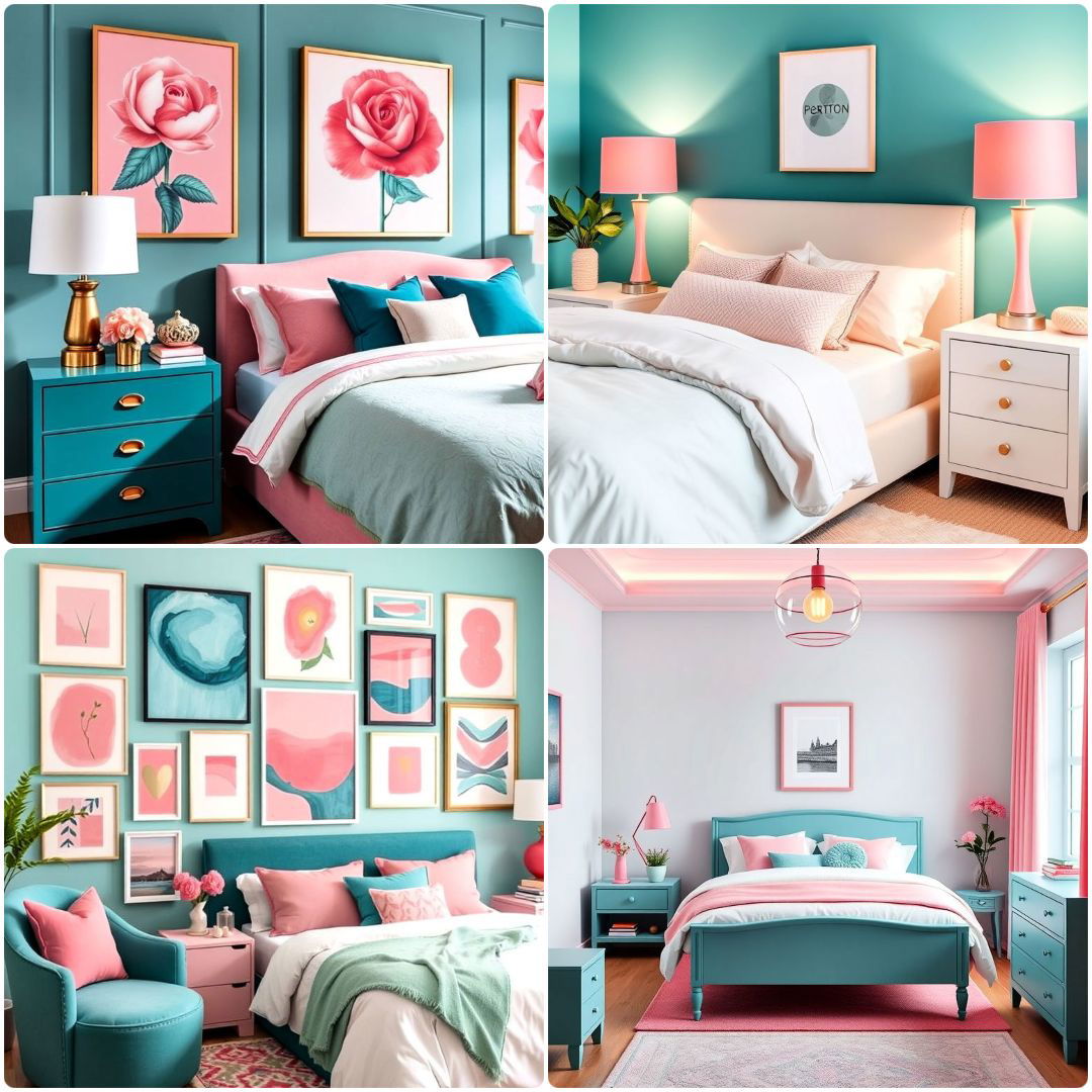 teal and pink bedroom ideas