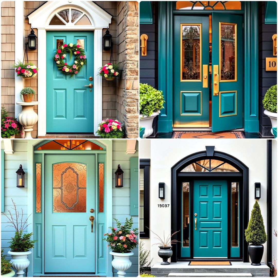teal front door ideas
