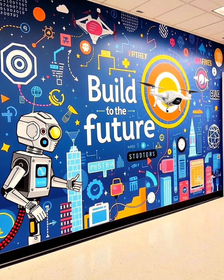 technology and innovation mural - 40 School Mural Ideas