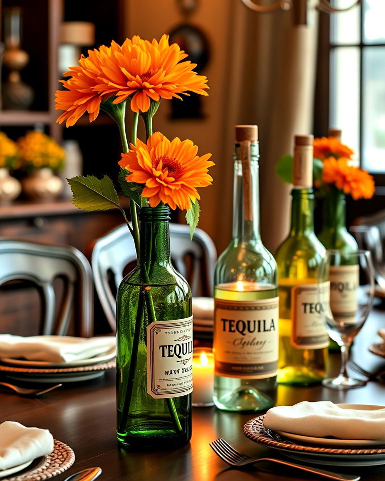 tequila bottle vases mexican table decor - 15 Mexican Table Decor Ideas