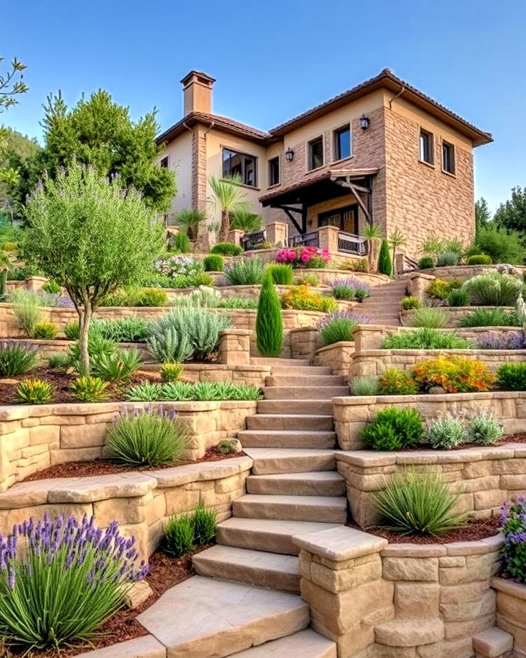 terraced gardens for mediterranean house exterior - 25 Mediterranean House Exterior Ideas