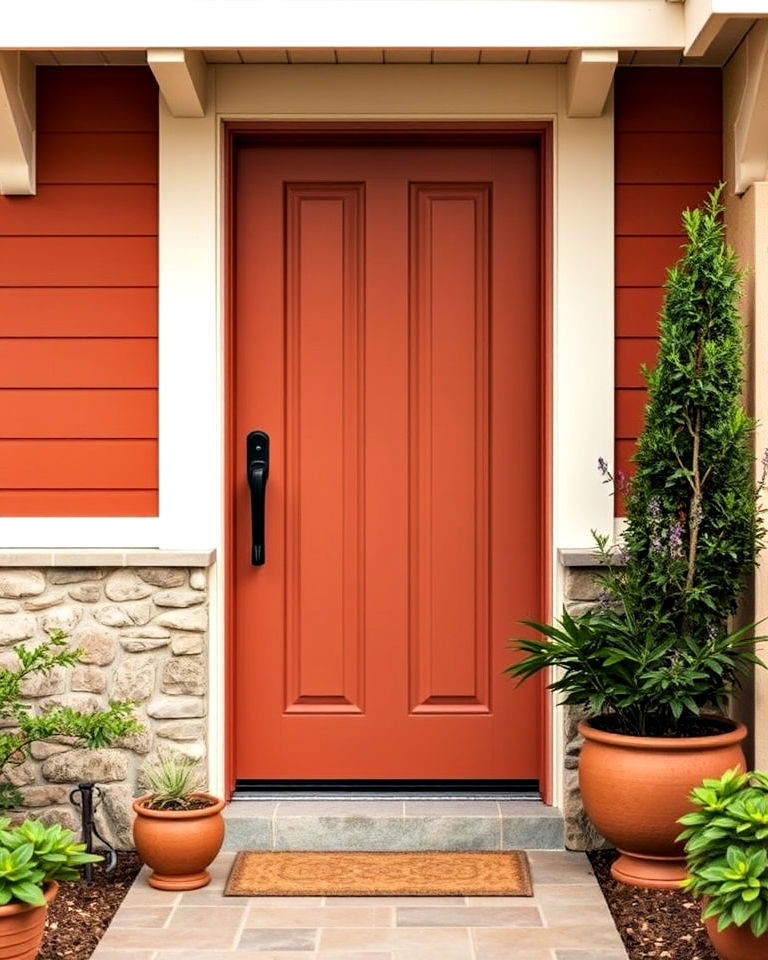 terracotta mid century front door - 25 Mid Century Front Door Colors