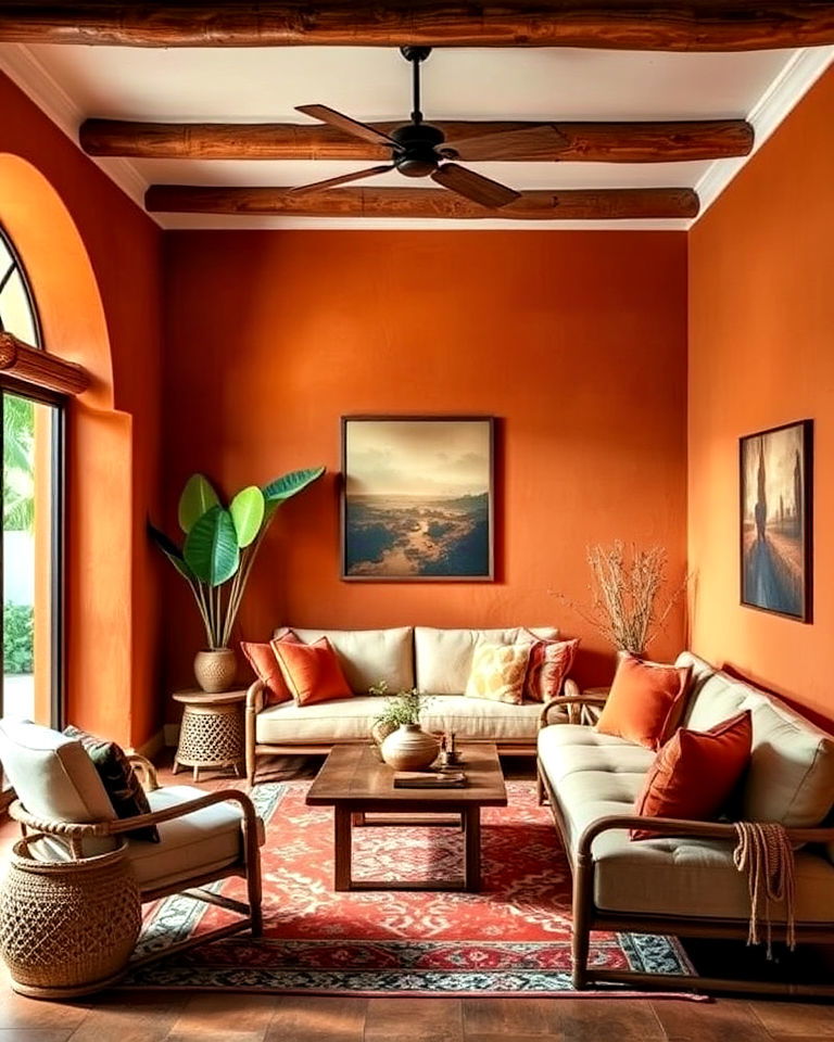 terracotta orange mexican interior - 20 Mexican Interior Paint Colors