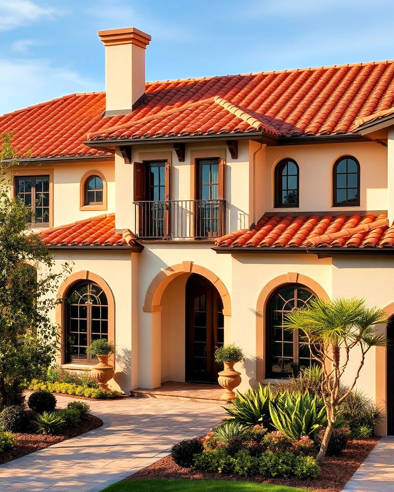 terracotta roof tiles for mediterranean house exterior - 25 Mediterranean House Exterior Ideas