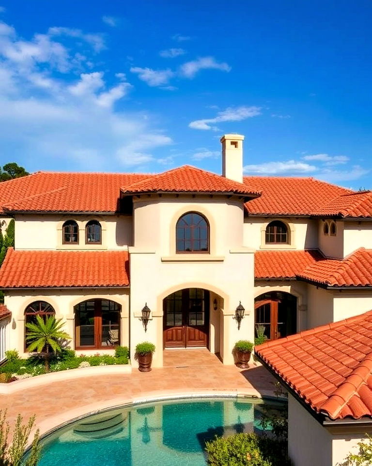 terracotta roof tiles mediterranean mansion - 25 Mediterranean Mansion Ideas