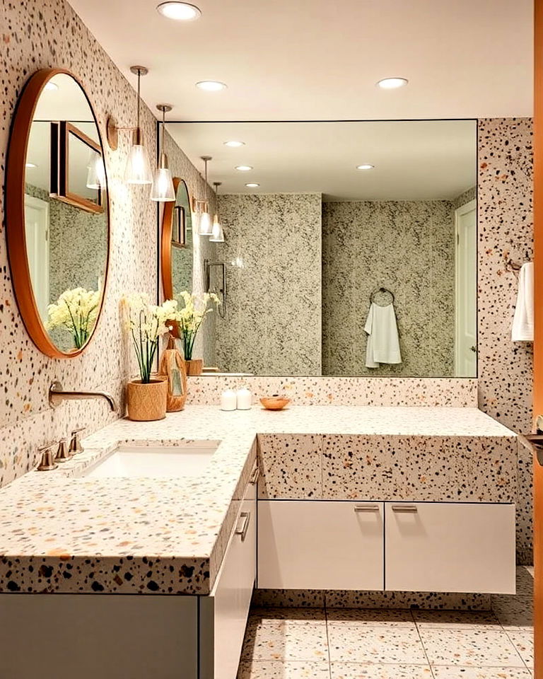 terrazzo surfaces in1960s bathroom - 15 1960s Bathroom Ideas