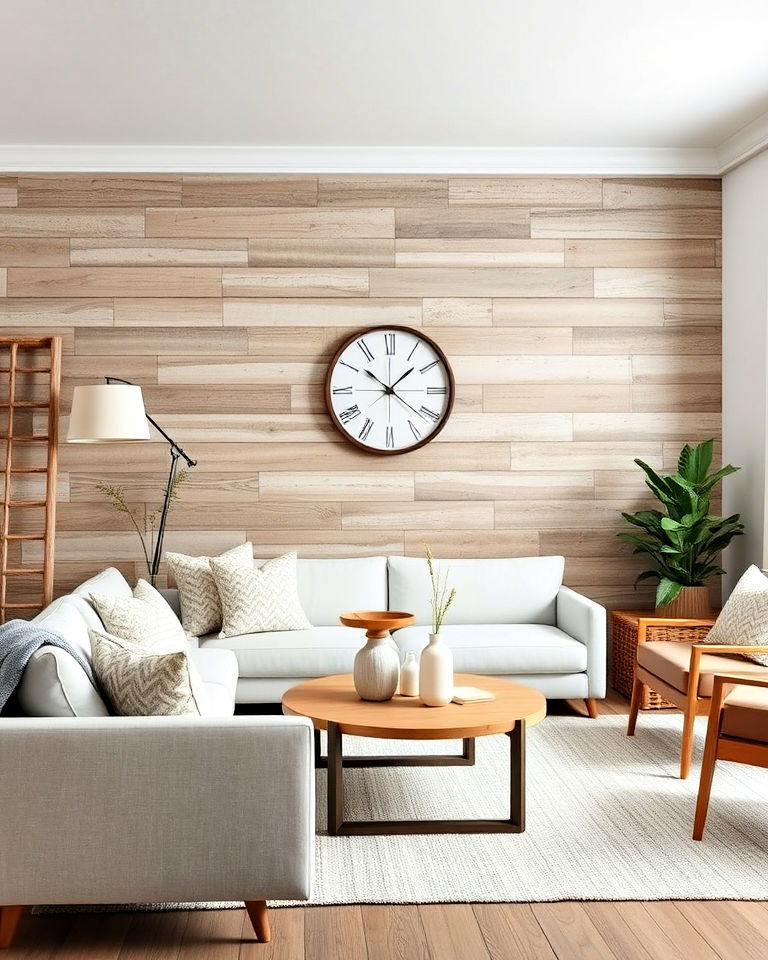 textured accent walls scandinavian living room - 20 Rustic Scandinavian Living Room Ideas