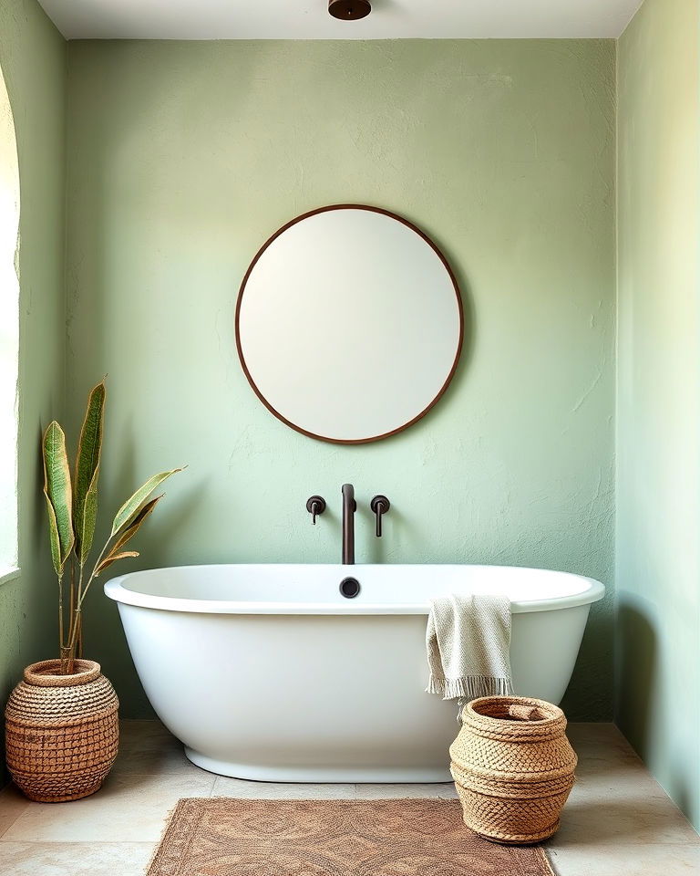 textured green walls bathroom - 15 Light Green Bathroom Ideas