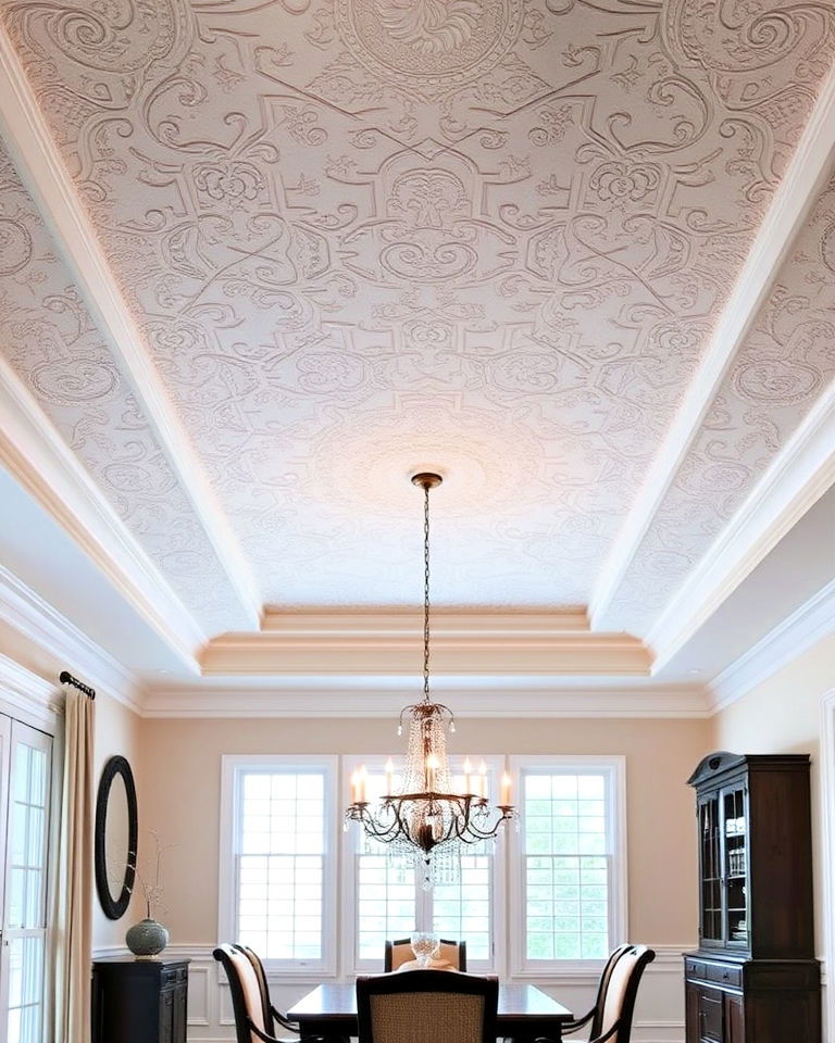 textured plaster finish reverse tray ceiling - 20 Reverse Tray Ceiling Idea