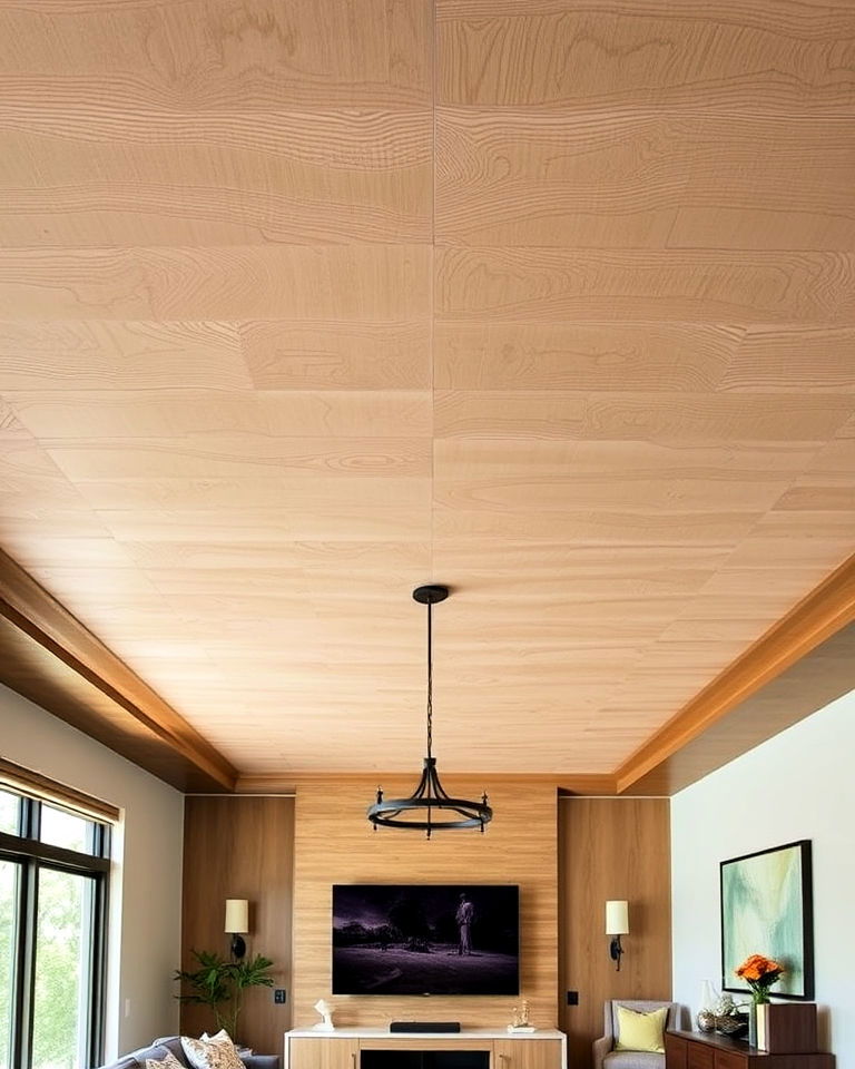 textured plywood ceiling with grooves - 20 Plywood Ceiling Ideas