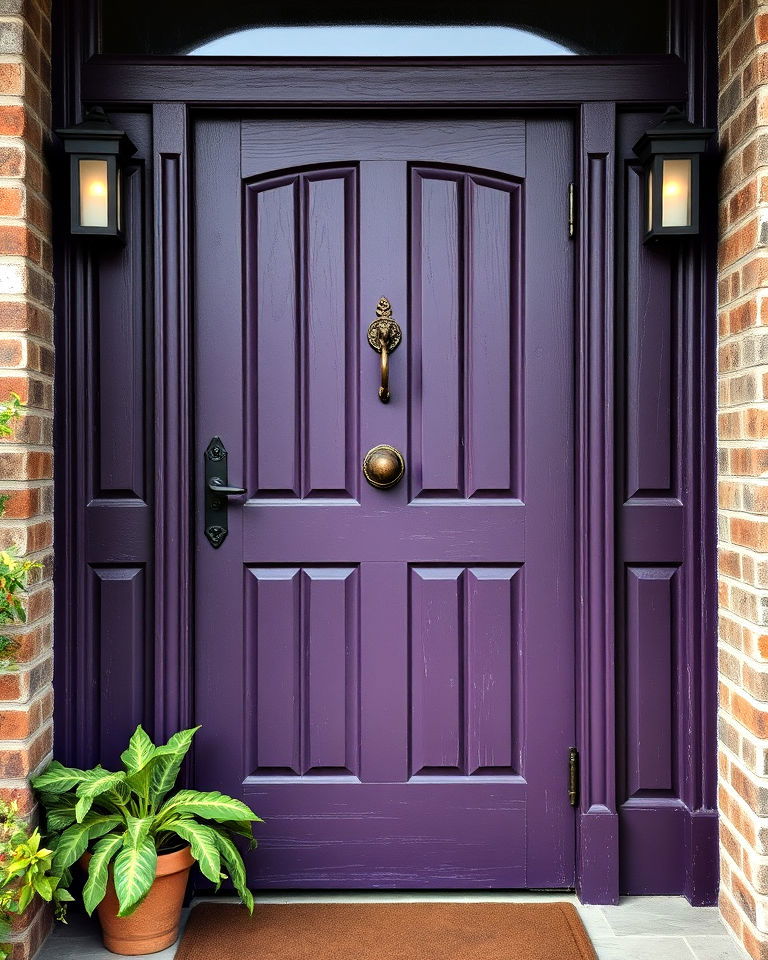 textured purple finish on a dark purple door - 15 Dark Purple Front Door Ideas