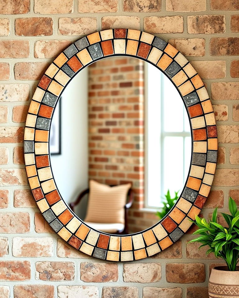 textured stone mosaic mirror - 15 Mosaic Mirror Ideas
