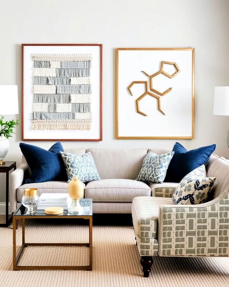 textured wall art for transitional space - 25 Transitional Interior Design Ideas
