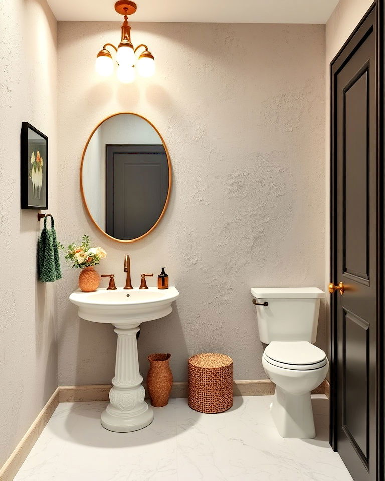 textured wall finishes eclectic powder room textured wall finishes eclectic powder room - 15 Eclectic Powder Room Ideas