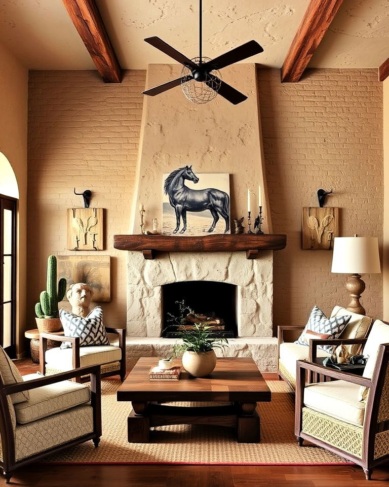 textured wall finishes western interior - 25 Western Interior Design Ideas