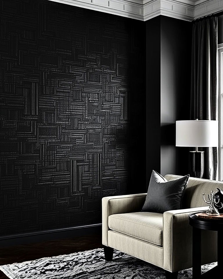 textured wallpaper moody interior for depth - 25 Moody Interior Design Ideas