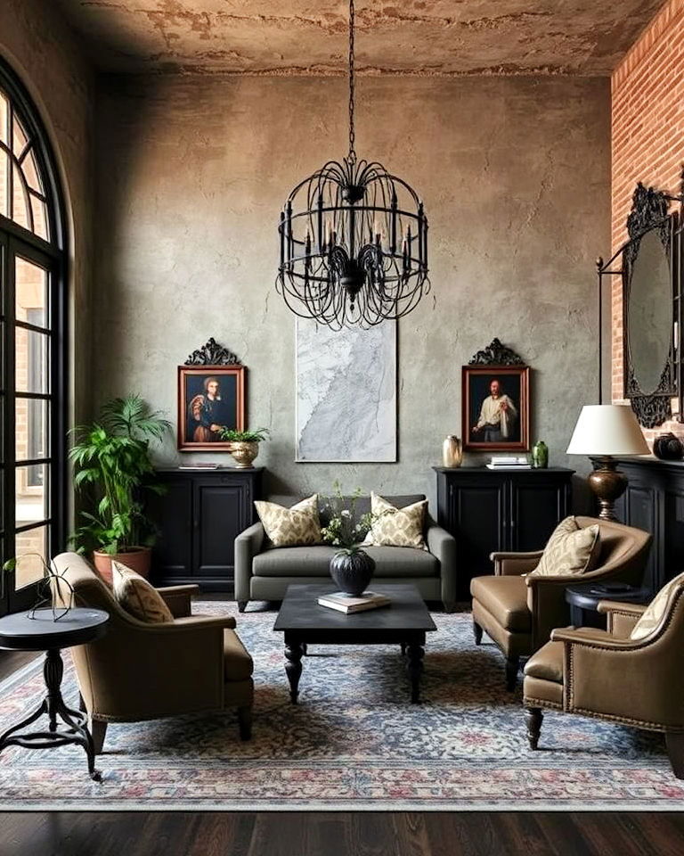 textured walls dark academia home - 25 Dark Academia House Ideas