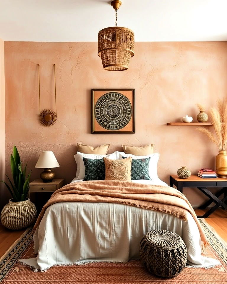 textured walls for bohemian moroccan bedroom - 15 Bohemian Moroccan Bedroom Ideas