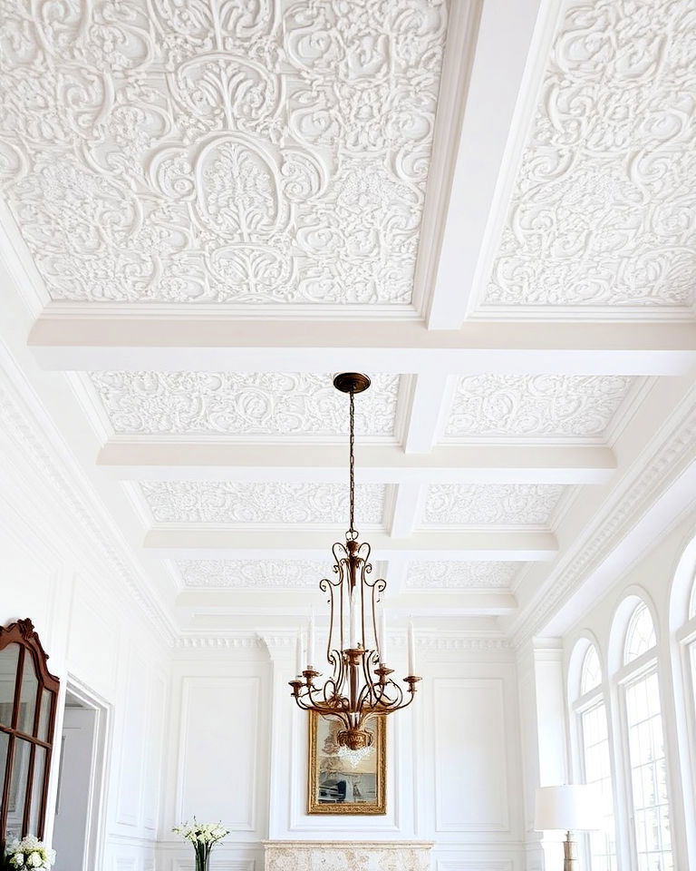 textured white ceilings design - 20 White Interior Design Ideas