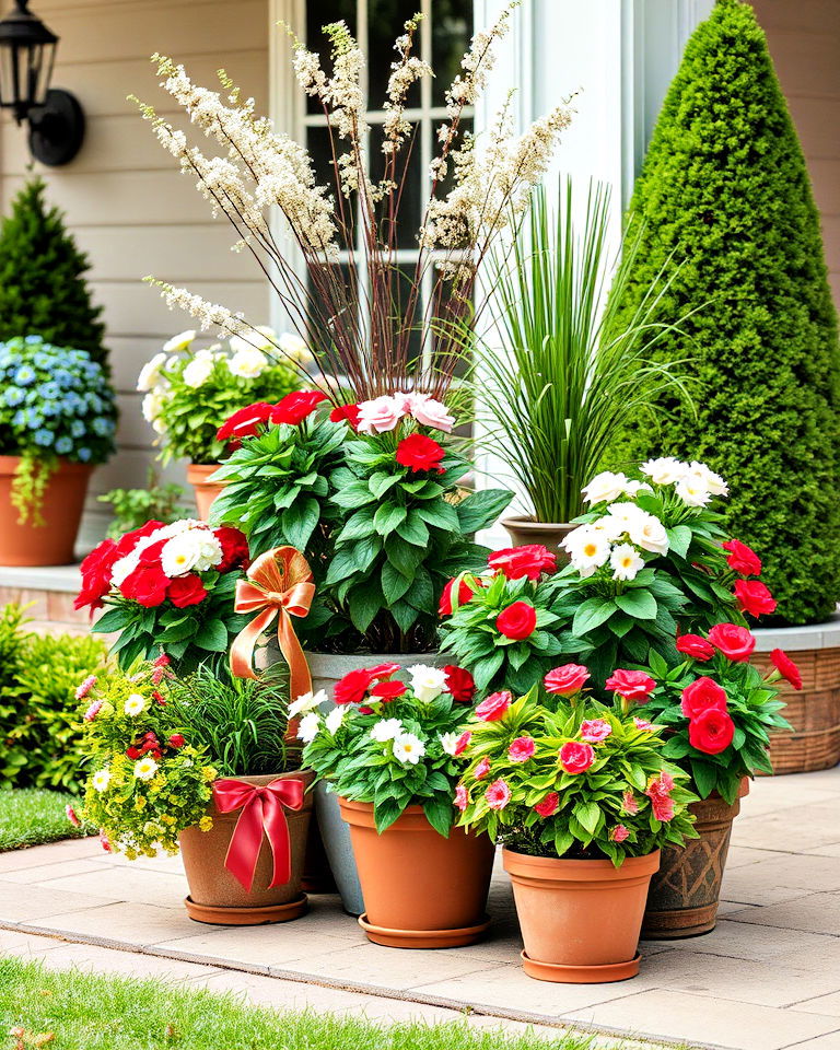 thematic displays for special occasions - 20 Front Yard Landscaping With Potted Plants