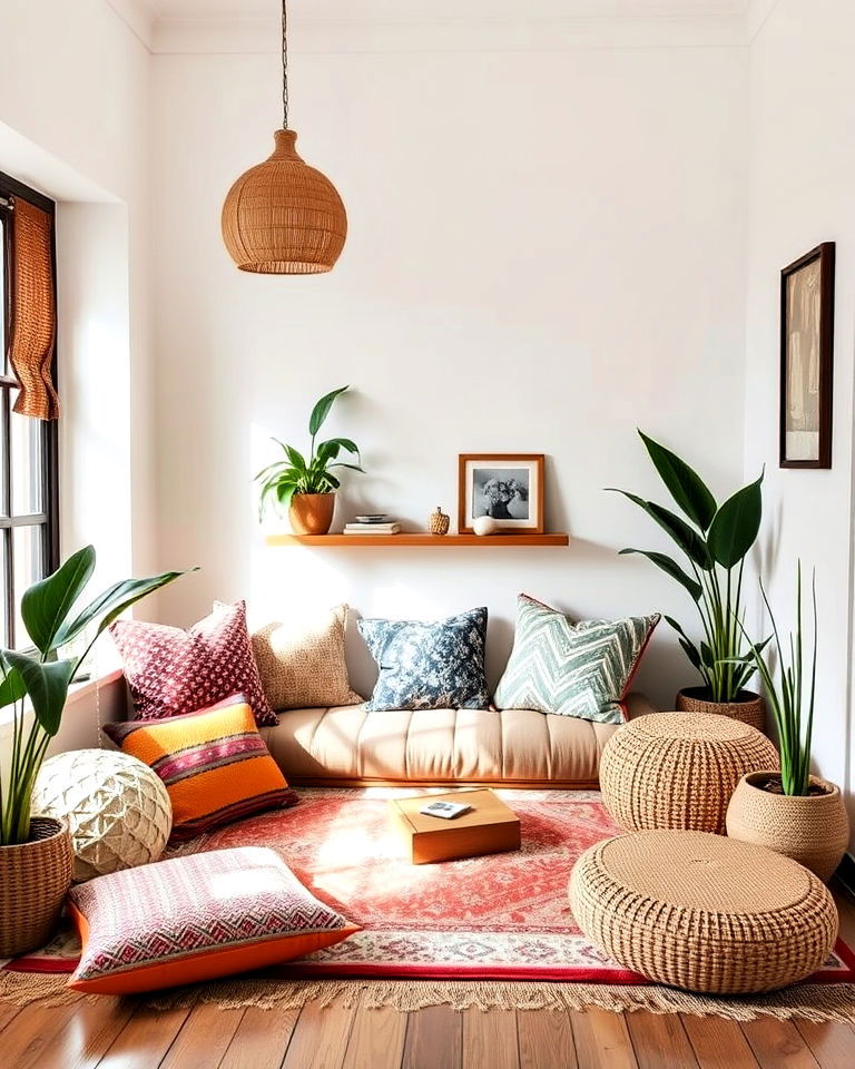 themed floor seating corner - 30 Floor Seating Ideas