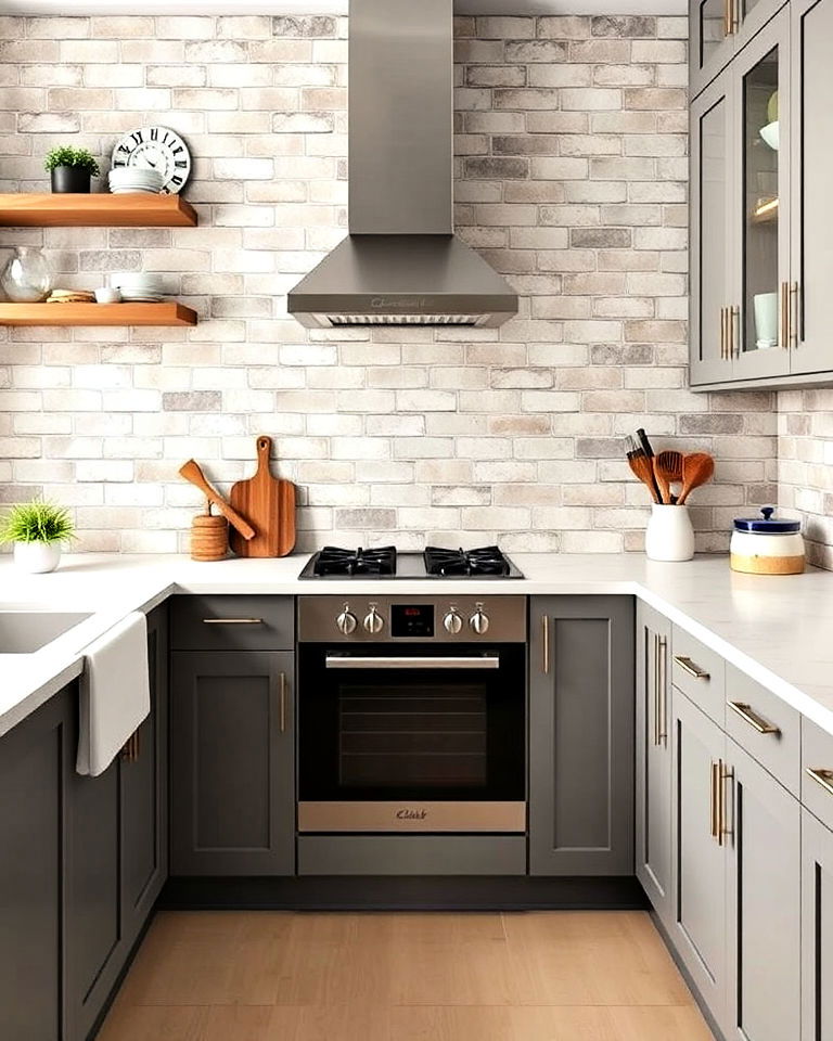 thin brick veneer backsplash for small kitchen - 25 Kitchen With Brick Backsplash Ideas
