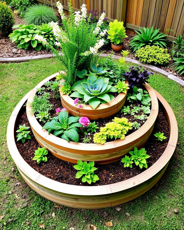 tiered round garden bed - 15 Round Garden Bed Ideas