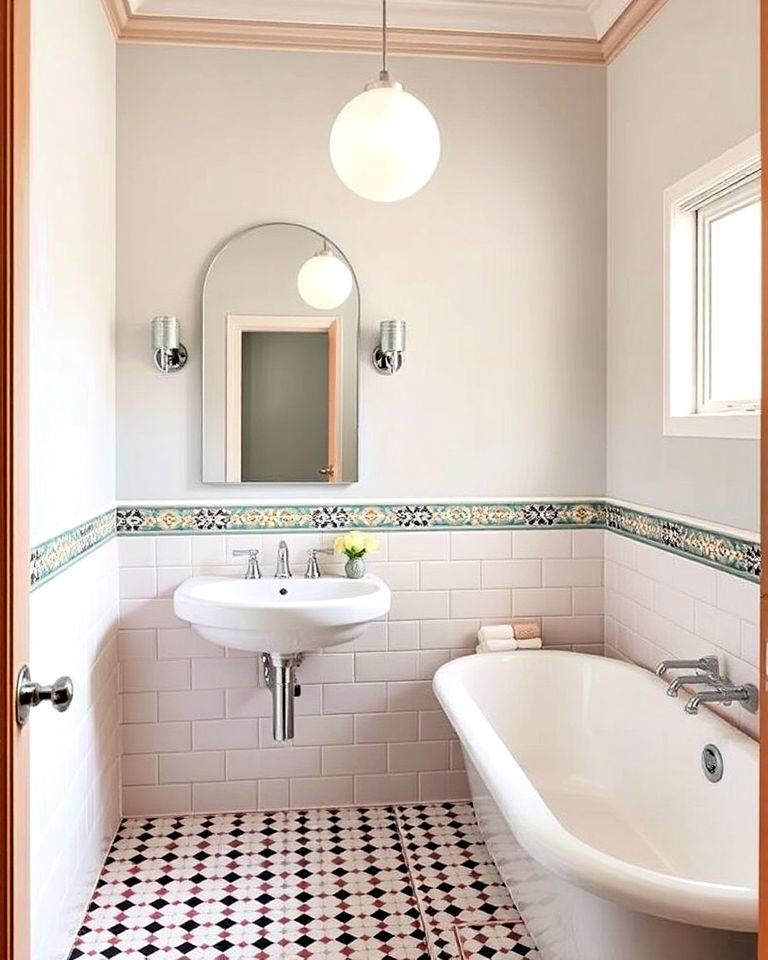 tile accents were often used in 1950s bathroom - 25 1950s Bathroom Ideas