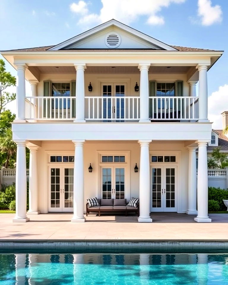 timeless elegance colonial style pool house - 20 Two Story Pool House Ideas