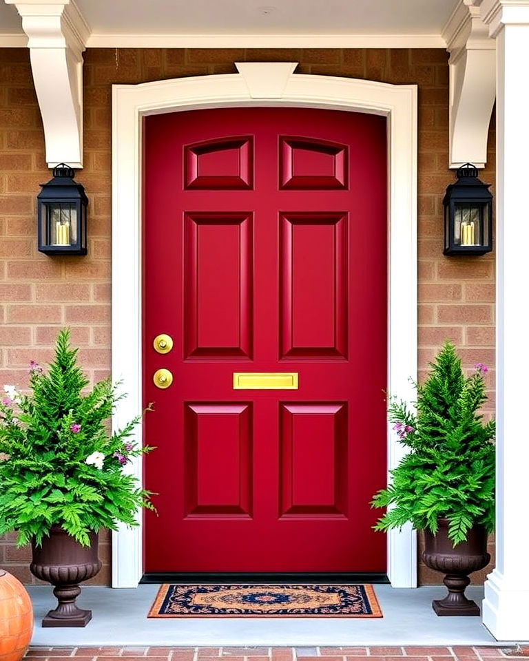 timeless elegance dark red panel door - 20 Dark Red Front Door Ideas