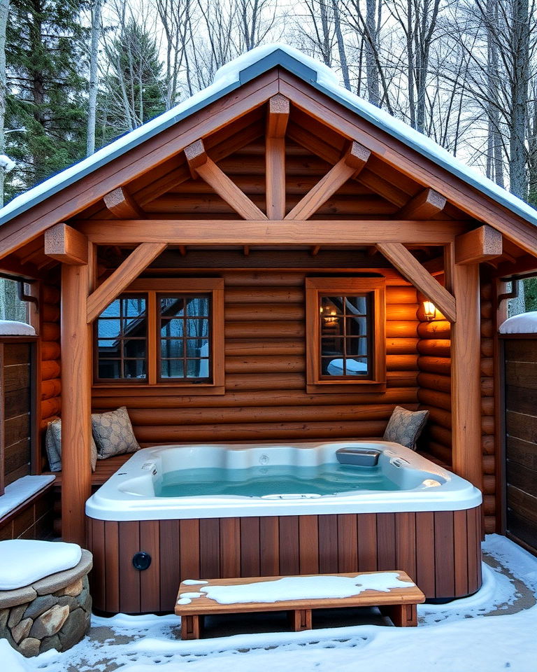 timeless log cabin hot tub shed - 15 Hot Tub Shed Ideas