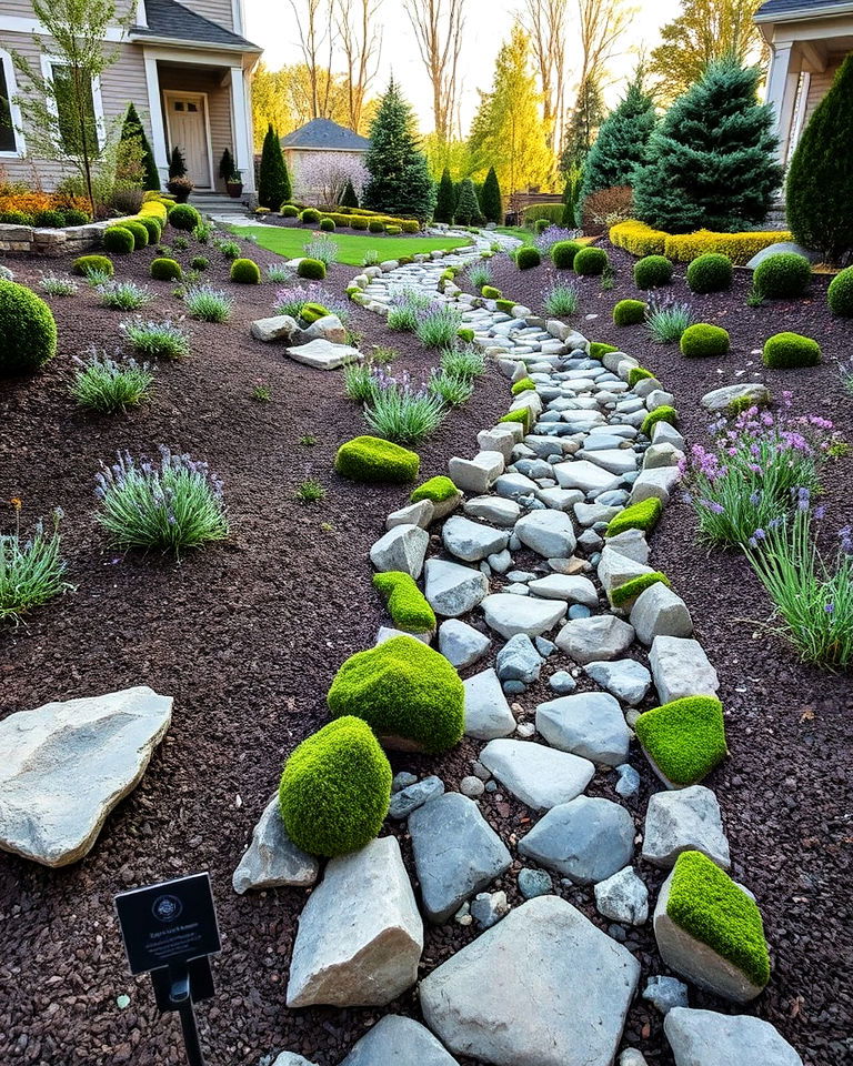 timeless meandering pathway design - 25 Front Yard Dry Creek Bed Landscaping Ideas