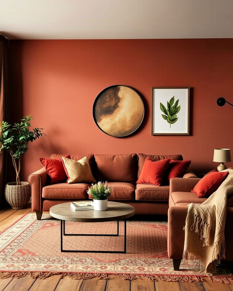 timeless rust and brown living room - 25 Colors That Go With Brown for Any Room